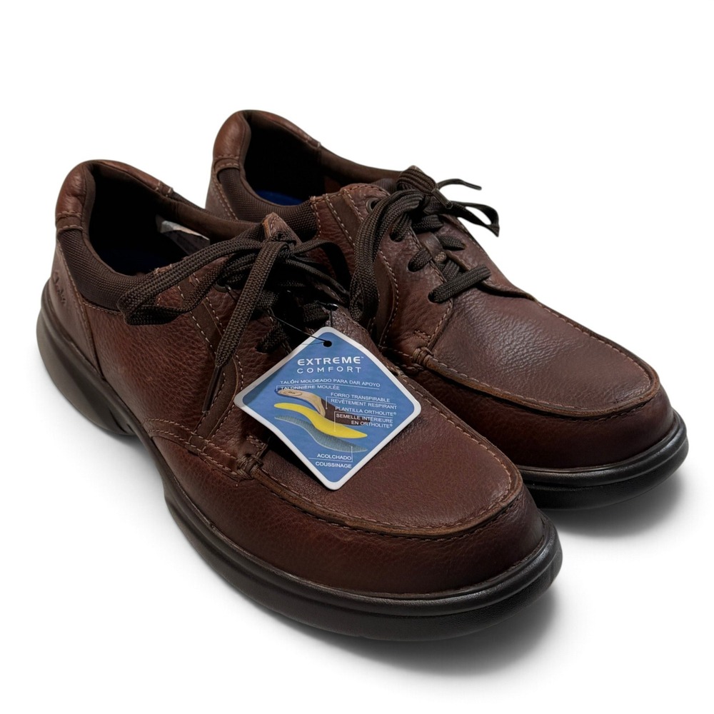 Clarks Bradley Vibe Mens 11 Wide Tan Tumbled Leather Extreme Comfort Shoes New